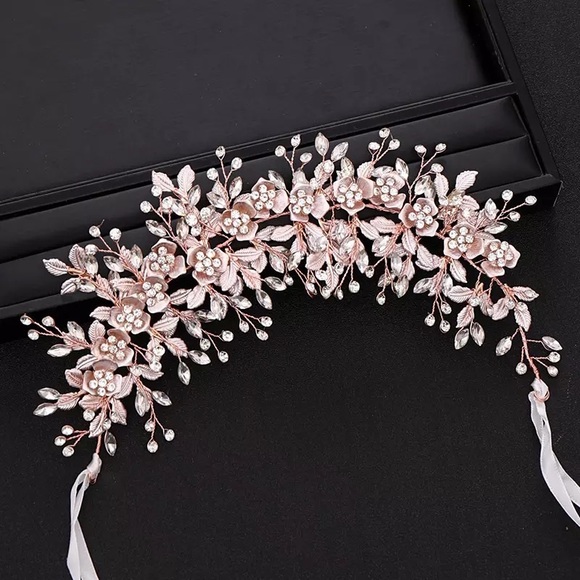 Bridal Crystal flower and Rhinestone Headband - Picture 4 of 5
